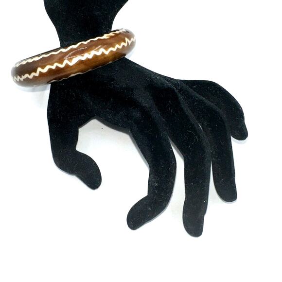 African Style Bangle Bracelet Brown Acrylic, J-01-45 - Picture 1 of 7